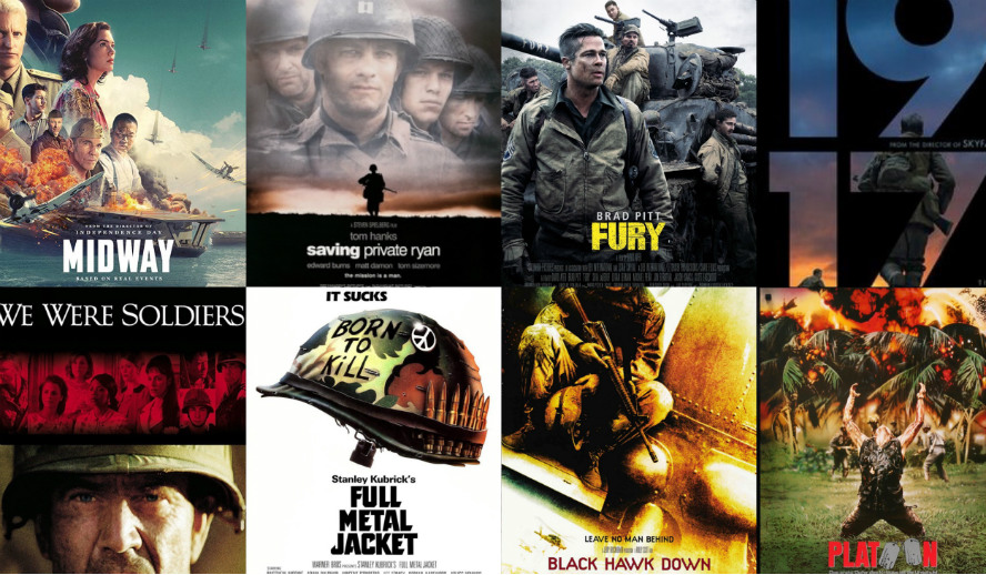 Hollywood Insider's Feature Military Representation in Films, Midway. Saving Private Ryan, Fury, 1917, Full Metal Jacket, We Were Soldiers, Black Hawk Down, Platoon