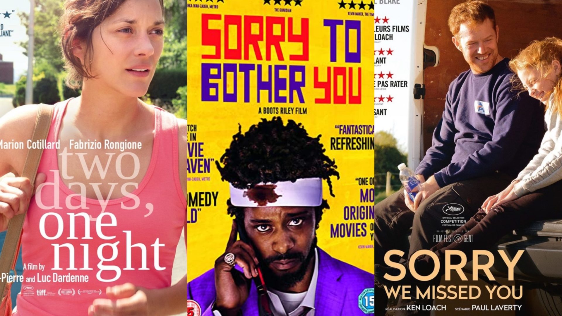 Hollywood Insider Review, Films on Labor, Sorry To Bother You, Two Days One Night, Marion Cottilard, Sorry We Missed You