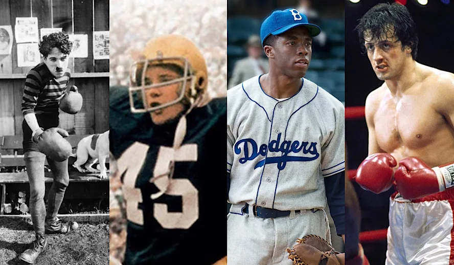 Hollywood Insider History of Sports in Film, Charlie Chaplin, Rudy, Chadwick Boseman, Rocky