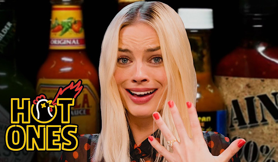 Hollywood Insider Hot Ones Review, Sean Evans, Margot Robbie Interviews